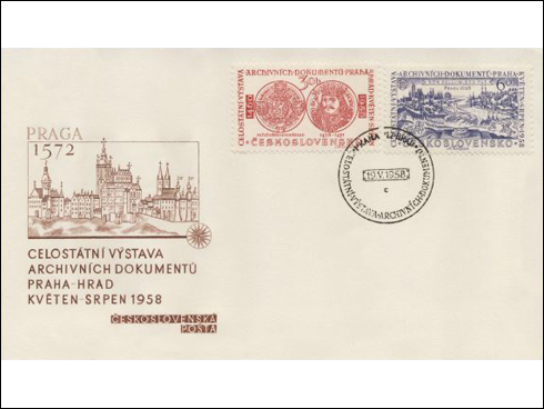 FDC – Celostátní výstava archivních dokumentů, Pečeť krále Jiřího z Poděbrad (1958)