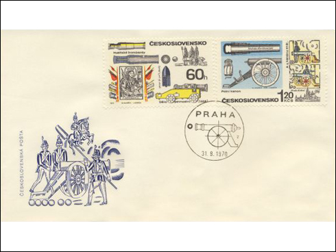 FDC – Historické palné zbraně, husitské bombardy (1970)