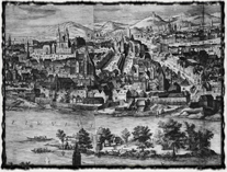 Staré Město pražské kolem roku 1600. Zdroj: Národní muzeum