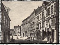 Pohled do Betlémského náměstí z roku 1869. Třetí dům zprava stál na místě Betlemské kaple. copyright http://upload.wikimedia.org