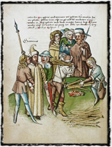 Upálení Jeronýmovo dle kroniky Ulricha Richenthala (15. stoleti).