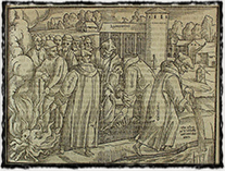 Spálení Wyclifových kostí (rytina ze 16. století)