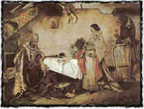 Setkání králů Jiříka z Poděbrad a Matyáše Korvína v r. 1469 (obraz od Mikoláše Aleše z r. 1878; autor na něm mistrně zachytil faktickou i morální převahu husitského krále v onom roce).